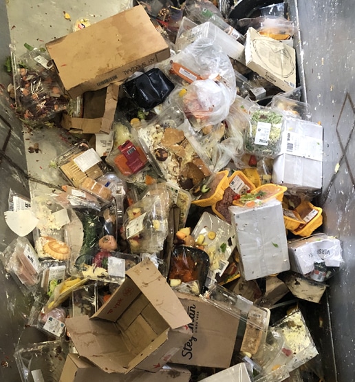 Packed supermarket food waste
